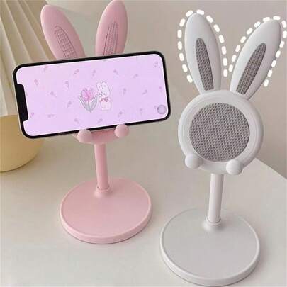 Giá đỡ điện thoại để bàn hình chú thỏ dễ thương, có thể điều chỉnh độ cao và kéo dài, phù hợp cho bàn làm việc văn phòng, xem TV, kiểm tra công thức nấu ăn trong bếp, đặt điện thoại trên bàn nhà hàng.