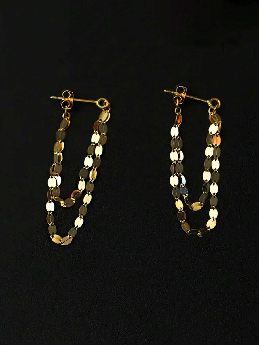1 par de pendientes colgantes con encantos para adolescentes, para decoración diaria, para fiestas, joyería, regalo de cumpleaños - Dorado - Ver 1