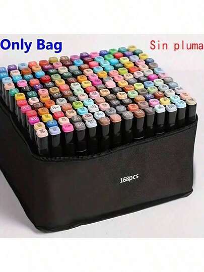 A Set Of 168 Markers, Including A Large-Capacity Storage Box, A Multifunctional Canvas Pen Holder, And A Portable Folding Pencil Case, Perfect As A Holiday Gift For Storing 168 Colored Pens(Only The Bag, No Marker)