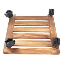Plant Caddy Moveable Heavy Duty Lockable Thickened Wood Rolling Plant Stand with Universal Wheels for Indoor Outdoor Square - Carrito para plantas - Ver 4