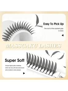 12 filas de extensiones de pestañas en espiral premontadas MASSCAKU, pestañas gruesas de cómic de 8-15 mm con rizo C/D, aspecto de pestañas manga negro mate, extensiones de pestañas para uso profesional en salón - Ver 4