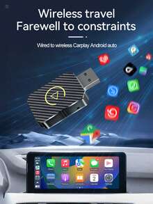 适用于安卓车载系统的无线CarPlay适配器 - 5GHz WiFi，Type-C/USB接口，即插即用，连接快速，可将有线CarPlay适配器转换为无线适配器，兼容CarPlay和Android Auto，CarPlay适配器 | 无线CarPlay适配器 | 即插即用适配器，不含电池 - A - 查看 12