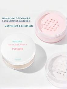 NOVO Waterproof, Sweat-Resistant, Long-Lasting Loose Powder, Oil-Absorbing, Matte Finish Pressed Powder For Oily Skin, Suitable For Outdoor Activities, Touch-Up Makeup, Daily Wear, Dates, Birthdays, Graduations, Parties, And Gift-Giving - 02# Light Beige - View 10
