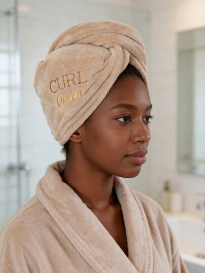 1条装，10英寸 x 25英寸珊瑚绒发巾，超强吸水，速干头巾，适用于湿发、长发、卷发、浓密发质、毛躁发质