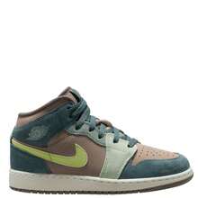 Big Kid's Jordan 1 Mid Khaki/LT Lemon Twist-Hasta (IF2873 200) - Beige - View 3