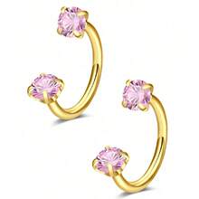 2PCS Stainless Steel Zirconia Horseshoe Ring Piercing Nose Ear Belly Rings Women Cartilage Helix Earrings Daith Piercing Jewelry - Nose Ring - View 13