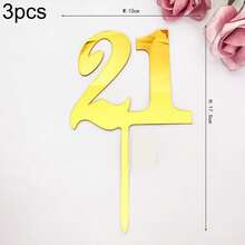 1pc/3pcs Minimalist Gold Acrylic Number 18 21 30 40 50 60 Anniversary Birthday Party Cake Topper - Multicolor - View 14