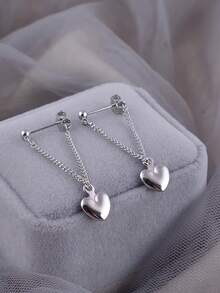 1 par de pendientes de borla con forma de corazón de plata de ley 925, pendientes con forma de corazón de moda innovadora y creativa, adecuados como regalo conmemorativo multifuncional para familiares y amigos, exquisito regalo de Navidad y cumpleaños - amar - Ver 5