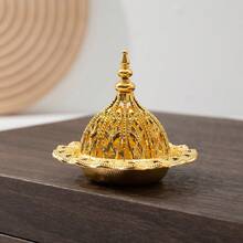 1个/5个装 开斋节迷你皇冠复古镂空铜香炉架，金色阿拉伯香炉，家居装饰檀香香炉 - 金色 - 查看 13