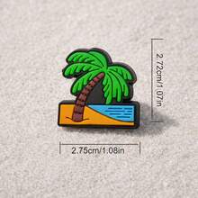 25件/套 夏季度假主题系列，温暖夏威夷系列，椰子树、沙滩、游泳圈，可爱PVC DIY鞋饰，适合夏季派对和生日礼物，鞋子装饰 - 薄荷藍 - 查看 5