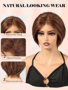 Pixie Cut Human Hair Wig 100% Remy Human Hair 4x1 Pre Cut Lace Front Wigs Layered Cut Straight Glueless Human Hair Wigs For Women - S4 - View 1
