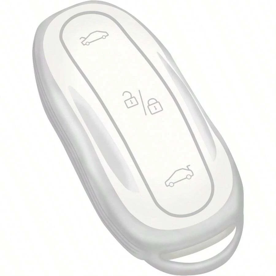 Key Fob Cover, TPU Key Fob Case Cover Fits Model Y Model S Remote Key Holder, Silver White - Silver White + for Model S/Y/3 - View 1