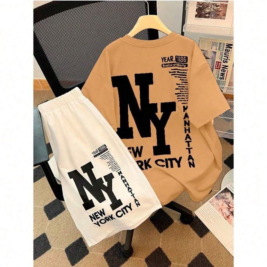 Men's Set 100% Cotton New York 1886 - Beige - View 1