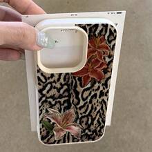 Elegant Lily & Leopard Print TPU Protective Case,Compatible With Apple Models, Suitable As Birthday And Christmas Gifts For Couples, Girlfriends, Daughters, And Teenage Girls - Antique White - View 4