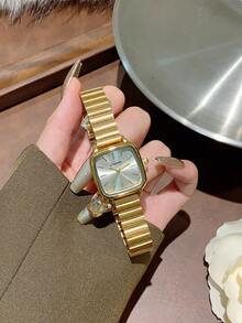 1 pieza Reloj de cuarzo con diseño de espiga de trigo dorado redondo para mujer, con escala de números arábigos, adecuado para uso diario, puede usarse como regalo de cumpleaños/Año Nuevo/Navidad - Dorado - Ver 7