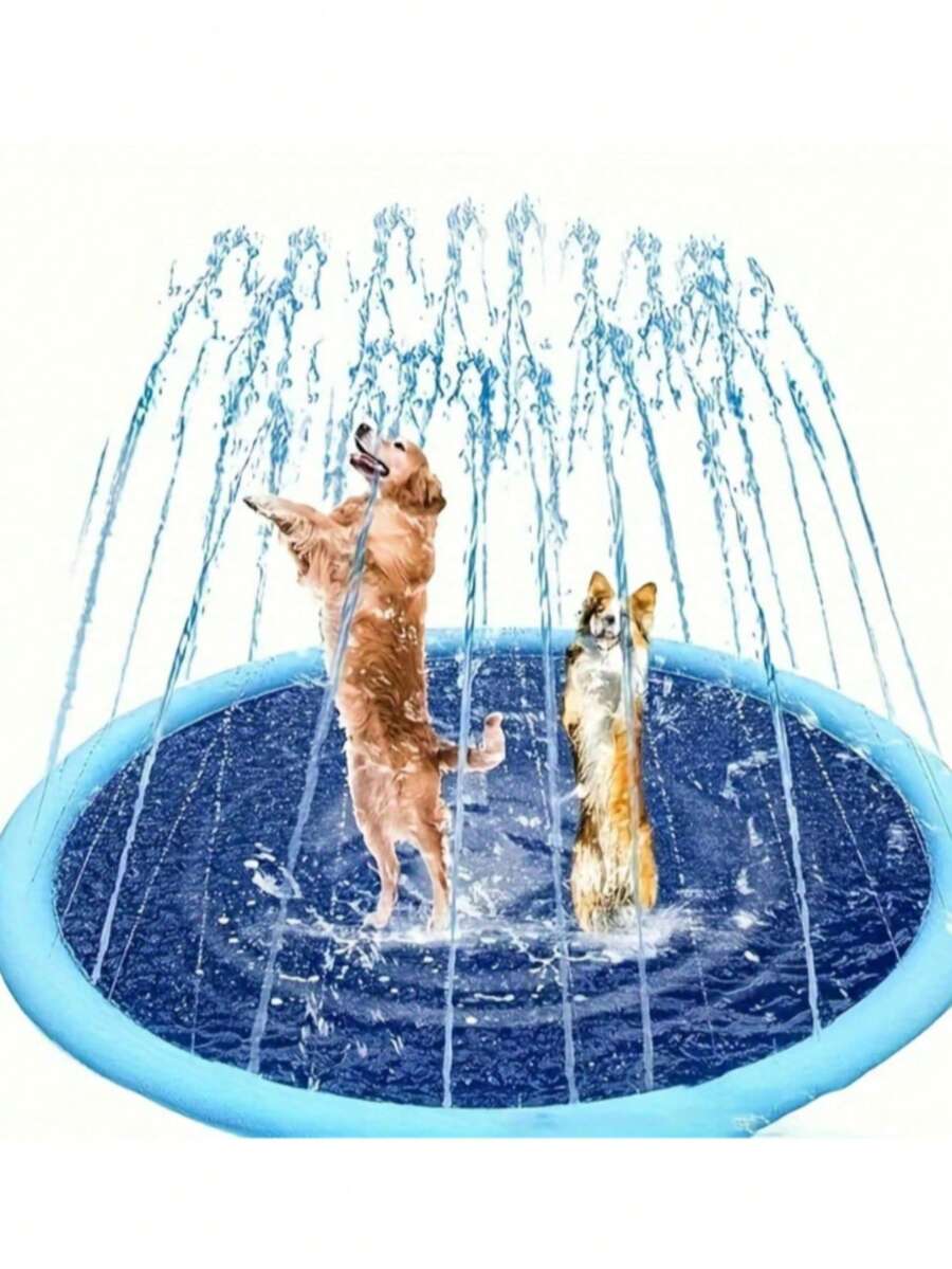 100cm/39in/150cm/59in/170cm/66.9in Dog Splash Sprinkler Mat, Thick Non-Slip Dog Pool With Sprinkler, Durable Outdoor Dog Pool, Backyard Fountain Play Mat For Dogs