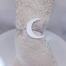 6 piezas Anillos para servilletas en forma de media luna, decoración creativa para la mesa de comedor, portaservilletas de tela para cocina y comedor, adecuados para reuniones, fiestas y picnics - Multicolor - Ver 7