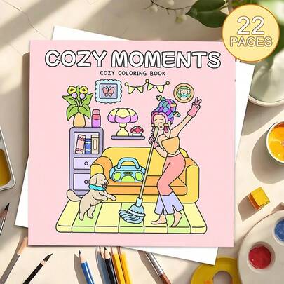 Colección de colorear de momentos acogedores, escenas hogareñas encantadoras y vibraciones dulces y caprichosas (versión mejorada de 22 páginas de papel grueso). Un libro para colorear diseñado especialmente para mujeres, con colores brillantes, que ayuda a aliviar el estrés, adecuado para marcadores, para adolescentes, con elementos fantásticos y espeluznantes. Ideal para el Día de San Valentín, cumpleaños y otros festivales. Es un gran regalo para Halloween, el regreso a la escuela, para adultos, Navidad, para suministros de arte y manualidades, ocio DIY y garabatear.