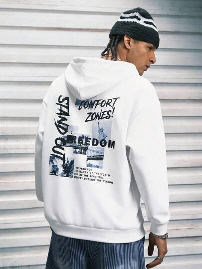 Modcrash 男士休闲连帽衫，印有“赞美主”标语，街头风格，适合秋冬夏季穿着，宽松版型，夏季度假装扮，复古美式，男女皆宜，宽松版型夏季服装——适合日常穿着和夏季度假装扮。