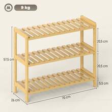 HOMCOM Estantes para zapatos - Madera Natural - Ver 7