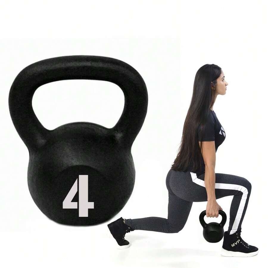 Painted Kettlebell 4 Kg For Gym, Fixed Iron - 黑色 - 查看 1