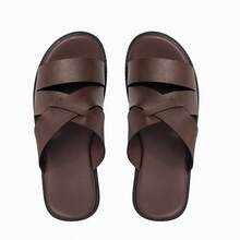 Men's Casual Criss-Cross Beach Sandals, Summer Casual New Style Beach Shoes, Breathable Non-Slip Durable Outdoor Slippers - Brown - View 7