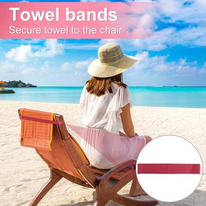5pcs Towel Bands For Beach Chairs, Beach Towel Holder Elastic Windproof Beach Towel Clip Chair Towel Bands Straps, Beach Pool Cruise Chairs Essentials Swim Accessories (Pink)