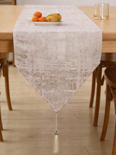 1 件几何图案金属提花装饰桌旗，适用于客厅和餐厅餐桌装饰、秋季装饰、房间装饰