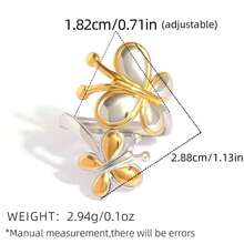 3pcs/1pc Minimalist Floral Open Rings Set, Golden & Silver Tone Flower & Butterfly Design Adjustable Finger Rings, Fashion Jewelry For Women, Suitable For Daily Wear, Stacking, Party & Valentine's Day Gift - Multicolor - View 7