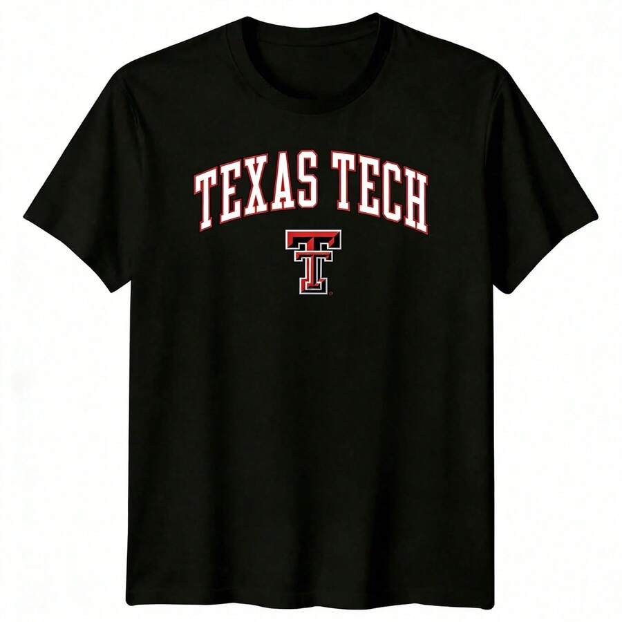 Texas Tech Red Raider Double T Logo Graphic T-Shirt N1CAA RedRaider T-Shirt CollegeBasketball Tee - màu đen - Xem 1