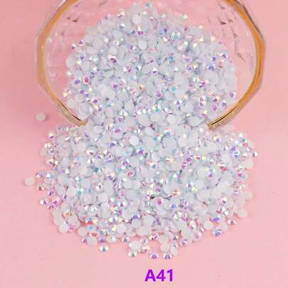 5MM Bag Jelly AB Round Resin Non Hotfix Rhinestones Flat Back Plastic Glue On Crystal Nail Gems Strass Glitters Flatback For Nail Art,Clothing Dress,Crafts,Cups,Bag Decoration Beads Accessories