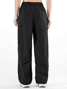 Women's Summer Quick Dry Pants Adjustable Ankle Cuff Ice Silk Breathable Loose Outdoor Hiking Casual Long Pants - Black - View 5