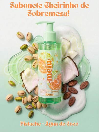 Sabonete Líquido Cherinho de Pistache Corpo e Mãos Pistachill 200ml - Melu by Ruby Rose