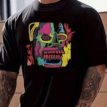 1 Pcs 100% Cotton Jean Michel Basquiats Jean Music Michel And Basquiats Men's Short Sleeve Crew Neck T-Shirt 220g Heavy Cotton T Shirt - Shape - View 1
