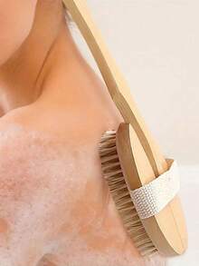 1pc High-Quality Long Handle Wooden Bath Brush, Natural Bristles, Detachable Back Massage Exfoliating, Suitable For Dry Skin Exfoliation And Body Massage, Detachable Design, Ergonomic, Smooth And Vibrant Skin, Fragrance-Free, No Battery Required - Multicolor - View 7