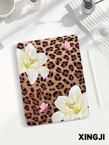 1个豹纹百合花纹平板电脑保护套，兼容10.2英寸（第十代）/（A16）11英寸（第十一代，2025款）、Pro 11英寸（2021/2020款）、Galaxy Tab A8 10.5英寸（2022款）、Matepad 10.4/Tab，带笔槽，防摔，平板电脑支架，自动休眠/唤醒功能。 - 彩色 - 查看 1