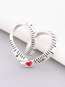 1 Piece 925 Sterling Silver Tape Measure Heart Charm, Engraved Scale Pendant Bead DIY Unisex Creative Jewelry Gift - Silver - View 3
