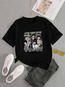 1pc Blusas para Mujer Hermosas Blusas para Mujer Conjuntos de Ropa para Mujer Camiseta de Tema Musical 180G Algodón Estampado en Blanco y Negro Grupo Kpop Impresión de Alta Calidad Cuello Redondo Básico Ajuste Holgado Hombres y Mujeres Transpirable Versátil Lavable a Máquina Cómodo Talla S 3XL Esencial Casual Diario Deportivo para el Verano - Oscuro - Ver 4