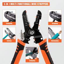 Wire Stripper, Professional 5 - In - 1 Wire Strippers, Wire Cutters Crimpers, 10 - 20 AWG Pliers Crimp Stripping, Cutting, Crimping, Sharpening, Clamping - Orange - 查看 2