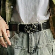 Men's Synthetic Belt With Stylish Metal Buckle, Modern And Versatile. - màu đen - Xem 4