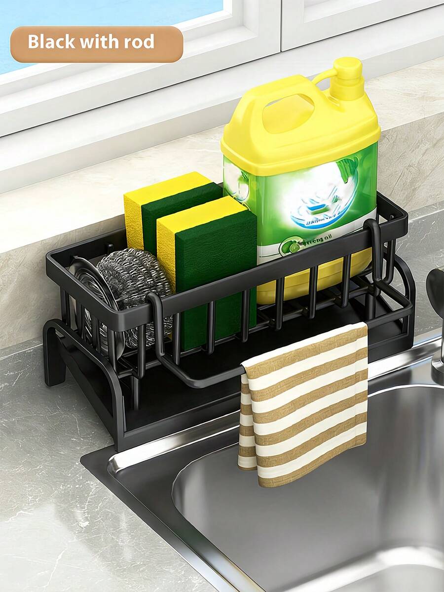 1 Set Multi-Functional Plastic Storage Rack, Suitable For Kitchen And Bathroom Sink - Faucet Mounted Organizer Rack, Can Hold Dishcloth, Sponge, Brush, Detergent, Scouring Pad Etc. - Durable, Easy To Clean, Ideal For Home Organization And Space Saving, Kitchen Accessories, Kitchen Storage, Valentine's Day Gift, Bathroom Accessories, Kitchen