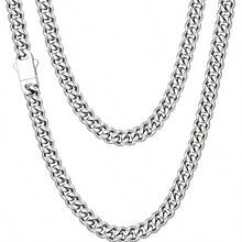 男士不锈钢链项链，银色/黑色/14K镀金，长度可选：18英寸、20英寸、22英寸 - 彩色 - 查看 1