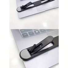 ¡Mejora la configuración de tu computadora portátil con este soporte portátil, plegable y ajustable para computadora portátil! - Negro - Ver 6