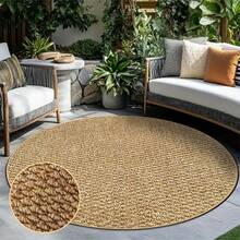 1 pieza Alfombra redonda vintage con patrón de piña marrón, alfombra de textura de piña marrón minimalista moderna, estilo nórdico para balcón, terraza, entrada, pasillo, jardín y otras áreas, nueva llegada de primavera, disponible en verano, alfombra para exteriores - multicolor - Ver 3