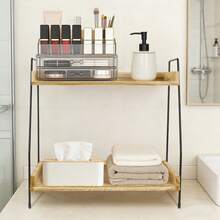 Coffee Station Organizer For Countertop, 2 Tier Coffee Bar Accessories And Organizer, Wooden Kitchen Storage & Organisation, Countertop Organiser For Kitchen, Home, Office  Countertop Storage Rack With Black Metal Frame, Easy Assembly - View 11