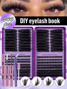 608/544/528pcs DIY False Eyelash Set. This Set Includes Various Styles Of False Eyelashes Ranging From 8-16mm In Length, Including Holiday Lashes, Cat Eye Lashes, Fairy Lashes And Lashes That Enlarge The Eyes. Soft And Long-Lasting, The Set Includes Eyelash Glue, Eyelash Brush And Tweezers. Suitable For Daily Wear, Dates, Parties And Festivals, Easy To Use. - Purple - View 14