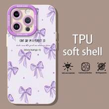 Lazos morados sobre un fondo suave con frase. Esta elegante funda es compatible con Samsung, Apple, VIVO, OPPO, , Transsion, ,  y Honor. Fabricada en silicona TPU, ofrece protección contra golpes y caídas, además de una sensación superior. Es un regalo ideal para familiares, amigos y seres queridos, y una opción perfecta para San Valentín y Año Nuevo. - Blanco - Ver 1