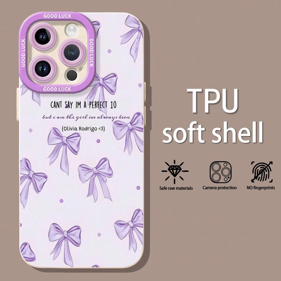 Lazos morados sobre un fondo suave con frase. Esta elegante funda es compatible con Samsung, Apple, VIVO, OPPO, , Transsion, , y Honor. Fabricada en silicona TPU, ofrece protección contra golpes y caídas, además de una sensación superior. Es un regalo ideal para familiares, amigos y seres queridos, y una opción perfecta para San Valentín y Año Nuevo. - Blanco - Ver 1
