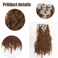 7pcs/Set Curly Hair Extensions, Corn Silk Hair Pieces, Ombre Wavy Hair Clip-In Extensions - Dark Brown - View 6