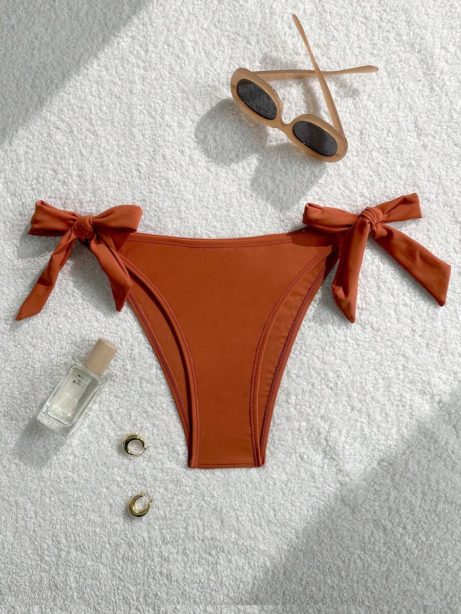 Quần bikini đen buộc dây bên hông, thích hợp cho lễ tốt nghiệp, ngày Quốc khánh, ngày Valentine, lễ hội âm nhạc và các dịp thời trang. - Màu Cam san hô - Xem 1